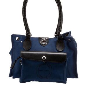 Sonia Rykiel Stylish Leatther Trim pet carrier Blue and Black bag
